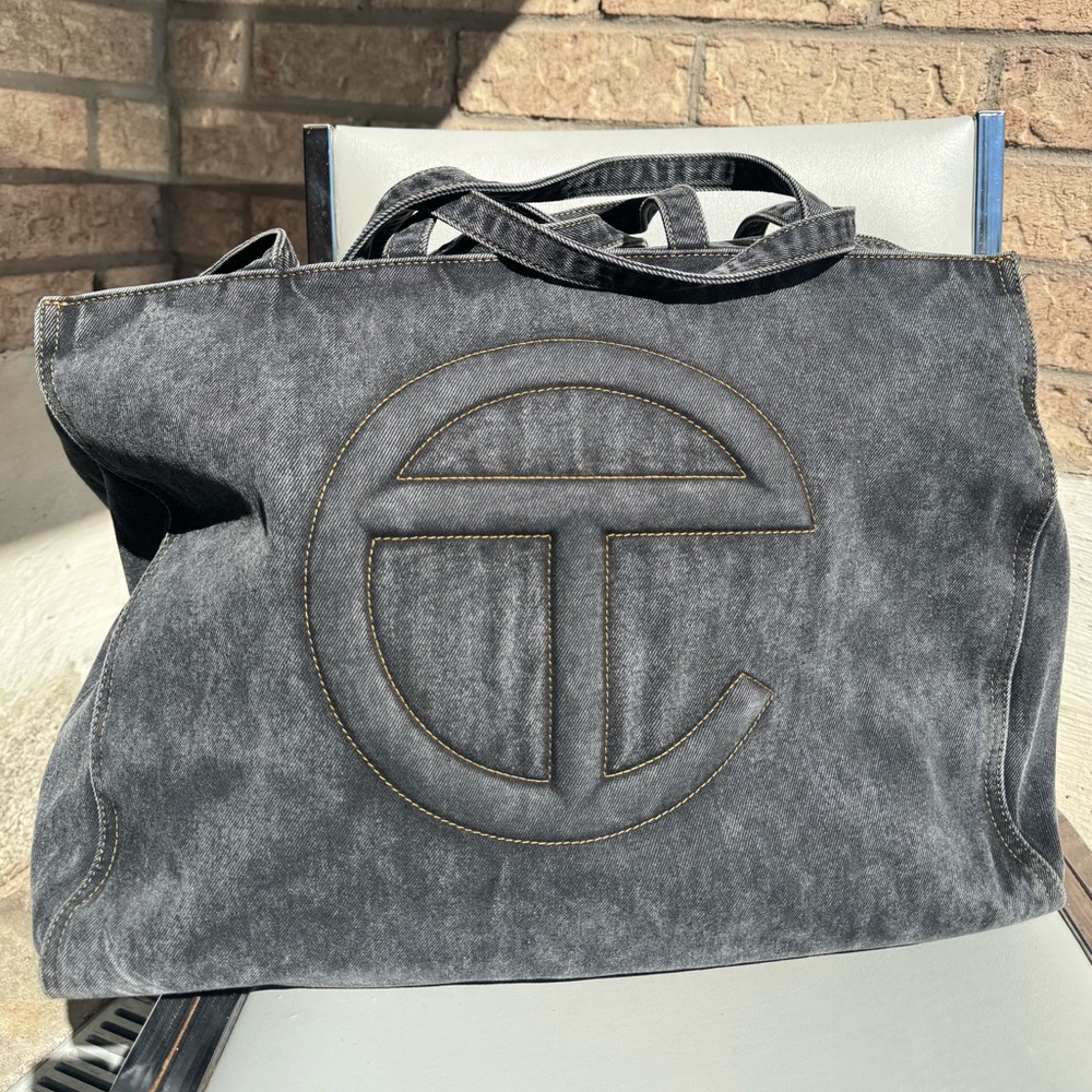 Telfar Large Denim Shopper in Black. OBO.